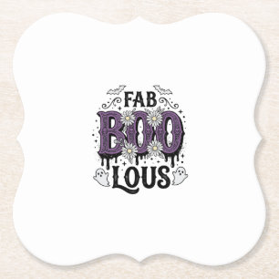 Fabulous Boo Halloween Vintage Ghost Shirt Design_ Paper Coaster