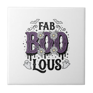 Fabulous Boo Halloween Vintage Ghost Shirt Design_ Tile
