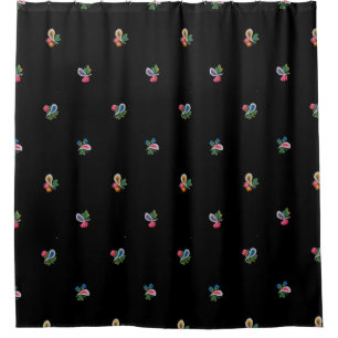 Fabulous Bright Flowers, Leaves and Paisleys Black Shower Curtain