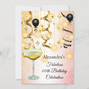 Fabulous Champagne Gold Pink Lights Party Invite