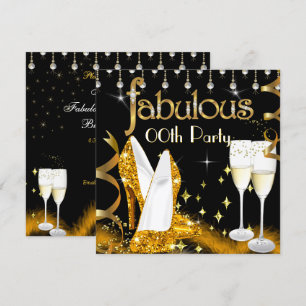 Fabulous Champagne Party Glitter Gold High Heels Invitation