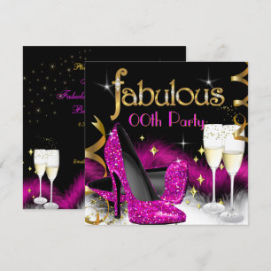 Fabulous Champagne Party Glitter Pink High Heel Invitation