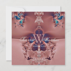 Fabulous Chandelier Fractal Mauve Wedding Invitation