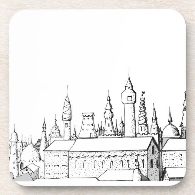 fabulous city . artwork . black and white coaster (Front)