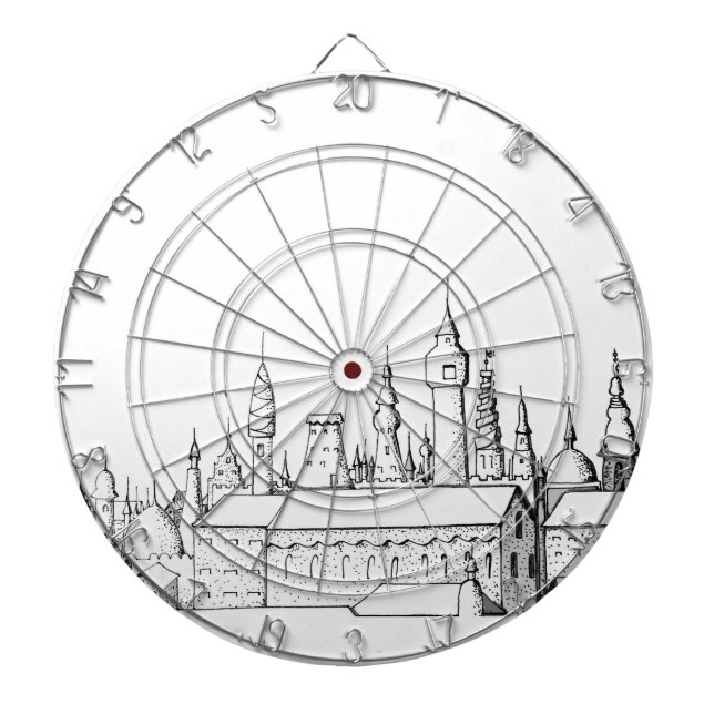 fabulous city . artwork . black and white dartboard (Front)