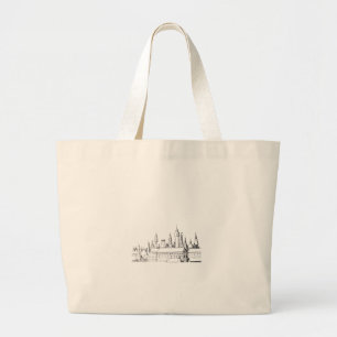 fabulous city . artwork . black and white large tote bag