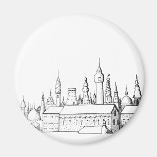 fabulous city . artwork . black and white magnet