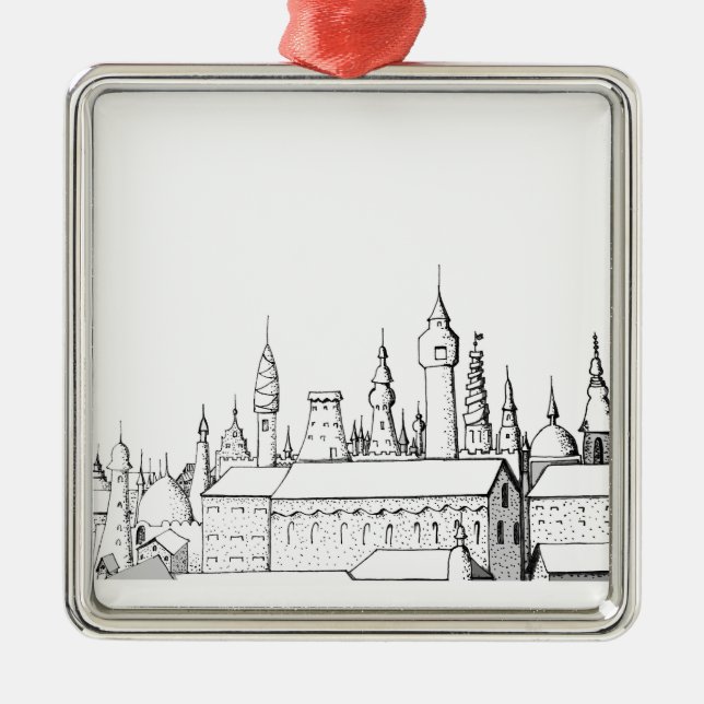 fabulous city . artwork . black and white metal tree decoration (Front)