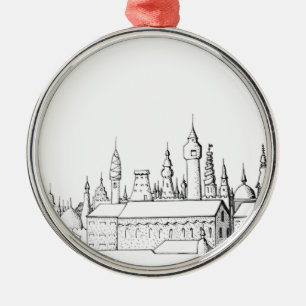 fabulous city . artwork . black and white metal tree decoration