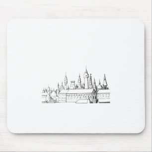 fabulous city . artwork . black and white mouse mat
