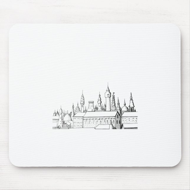 fabulous city . artwork . black and white mouse mat (Front)