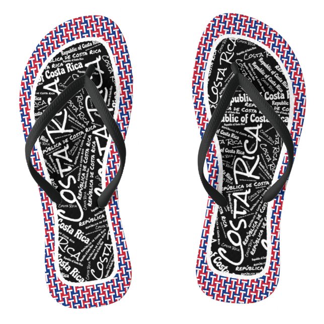 Fabulous Costa Rica Flag Colours Patriotic Flip Flops (Footbed)