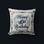 Fabulous: Custom 40th Birthday Throw Pillow<br><div class="desc">Celebrate the big 4-0 with a custom throw pillow that’s as fabulous as they are! This stylish pillow, featuring a bold "40" design, is made from soft, high-quality fabric, perfect for adding a touch of personality to their living space. It’s the ideal gift to commemorate this milestone birthday, blending comfort...</div>