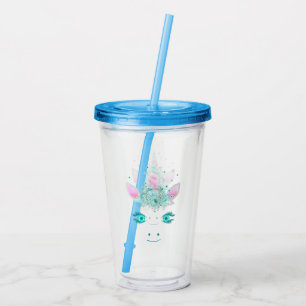 Fabulous Cute Unicorn Flowers Face 1 Acrylic Tumbler