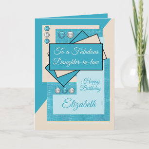 Fabulous daughter in law birthday blue cream card