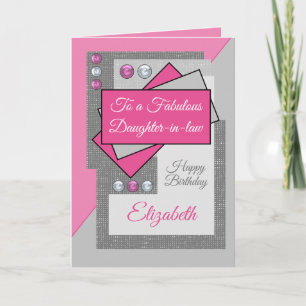 Fabulous daughter in law birthday pink grey card