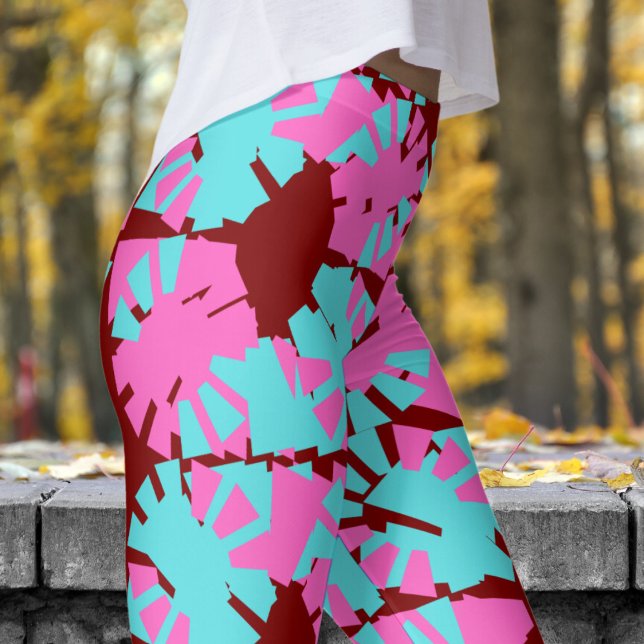 Fabulous Deep Red Phase Shift Pattern Leggings (Phase Shift on Deep Red Leggings)