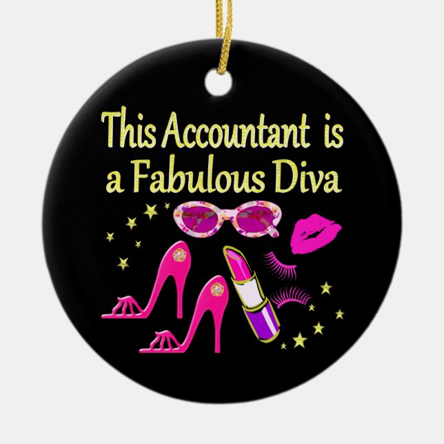 FABULOUS DIVA ACCOUNTANT DIVA CERAMIC TREE DECORATION (Front)