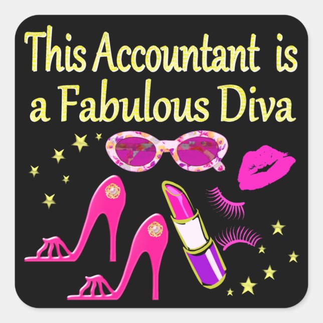 FABULOUS DIVA ACCOUNTANT DIVA SQUARE STICKER (Front)