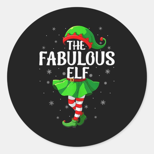 Fabulous Elf Christmas Girls Women Elf Squad Xmas  Classic Round Sticker (Front)