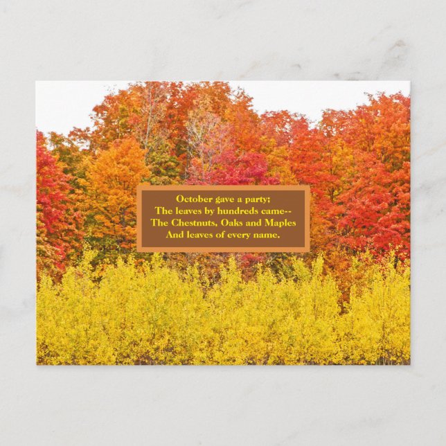 FABULOUS FALL/ ORANGE,RED,YELLOW COLORS/QUOTE POSTCARD (Front)