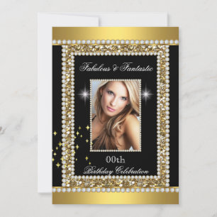 Fabulous Fantastic Gold Black Glamour Hollywood Invitation