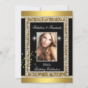 Fabulous Fantastic Gold Black Glamour Hollywood Invitation