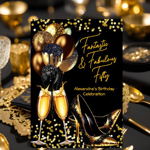 Fabulous Fantastic heels Champagne Birthday Invitation