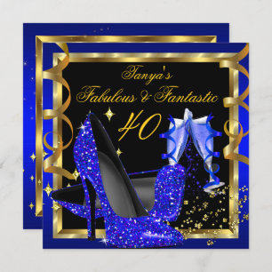 Fabulous Fantastic Modern Royal Blue Black Gold Invitation