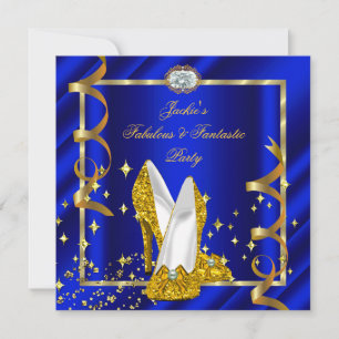 Fabulous Fantastic Royal Blue Birthday Party Invitation