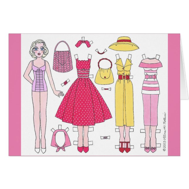 Fabulous Fifties: Marilyn Paper Doll Blank Card (Front Horizontal)