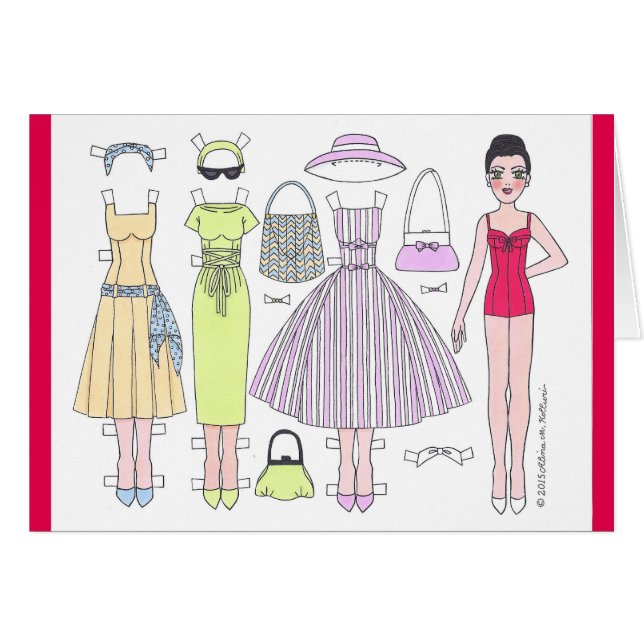 Fabulous Fifties: Polly Paper Doll Blank Card (Front Horizontal)