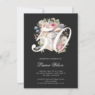 fabulous fifty gift floral birthday invitation