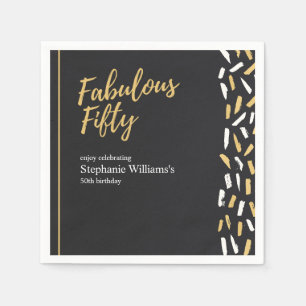 Fabulous Fifty Golden Modern Woman's 50th Birthday Napkin