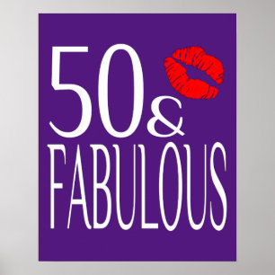 Fabulous Fifty in Purple Poster