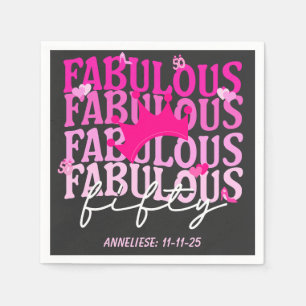 Fabulous Fifty Pink Crown 50th Birthday Celebrate Napkin