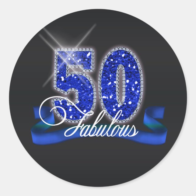 Fabulous Fifty Sparkle ID191 Classic Round Sticker (Front)