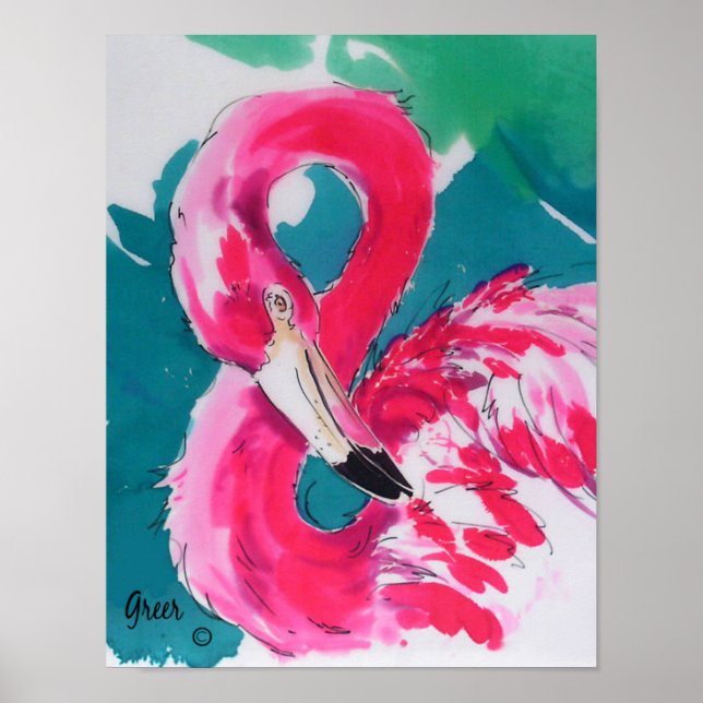 Fabulous Flamingo Bird Tropical Art Print (Front)