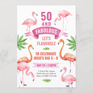 Fabulous flamingo invitation, Tropical flamingo Invitation