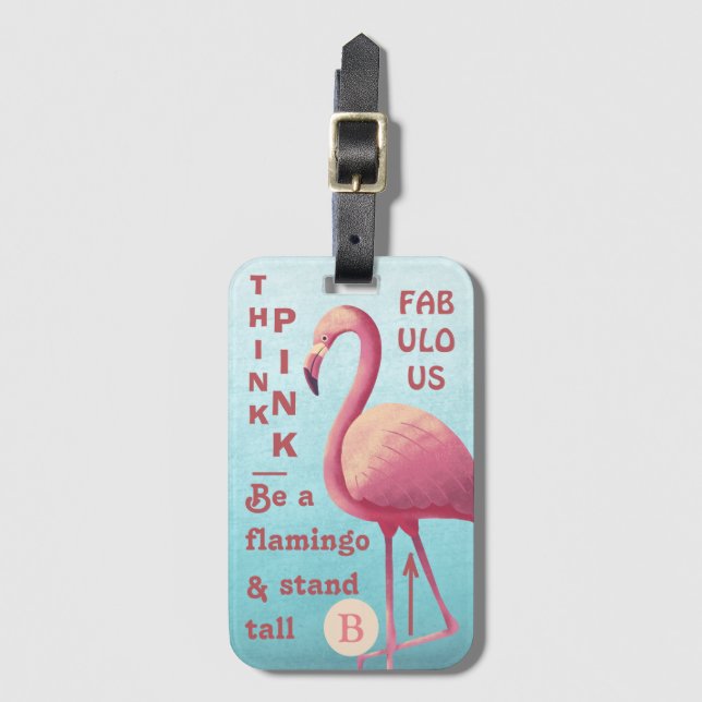 Fabulous Flamingo Painting with Quotes Luggage Tag (Front Vertical)