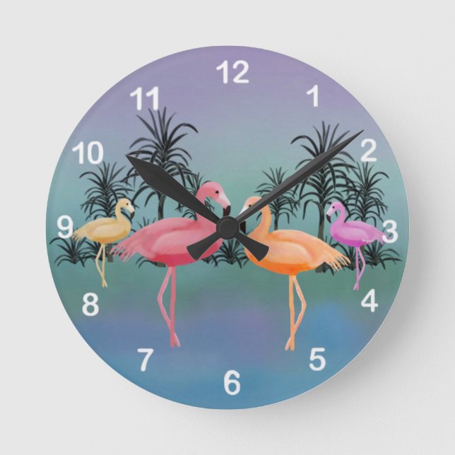Fabulous Flamingos Clock (Front)