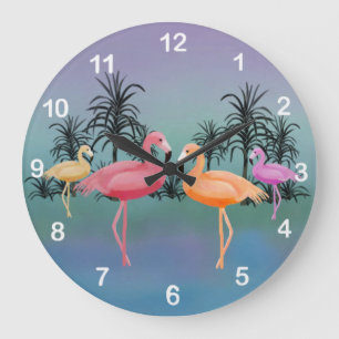 Fabulous Flamingos Clock
