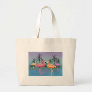 Fabulous Flamingos Large Tote Bag