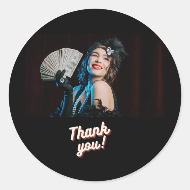 Fabulous Flapper Thank You Sticker (Front)