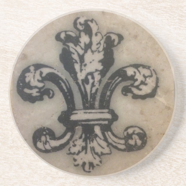 FABULOUS FLEUR DE LIS VINTAGE PRINT COASTER (Front)