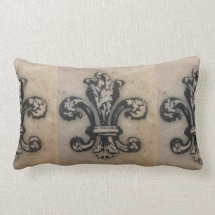 FABULOUS FLEUR DE LIS VINTAGE PRINT LUMBAR CUSHION