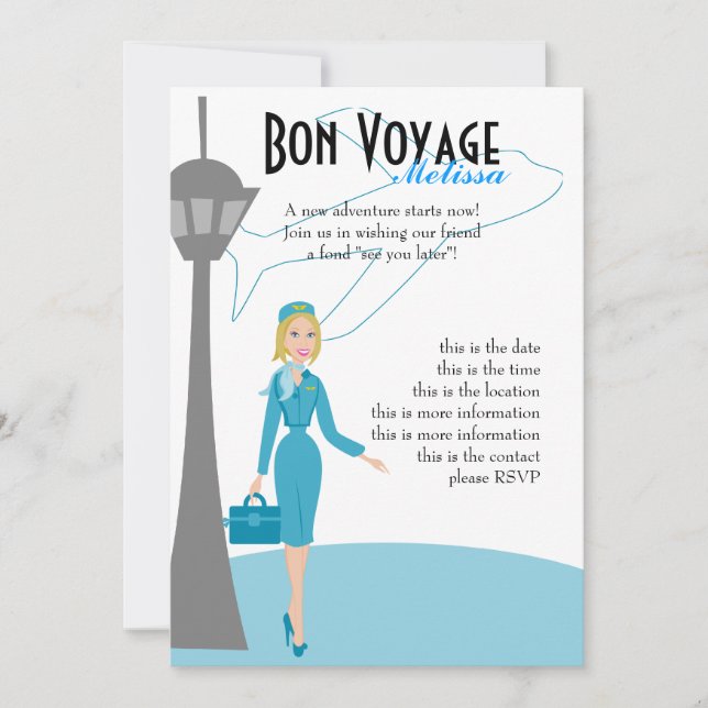 Fabulous Flight Attendant Invitation (Front)