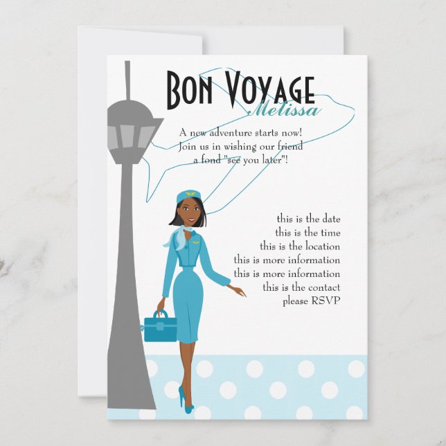 Fabulous Flight Attendant Invitation (Front)