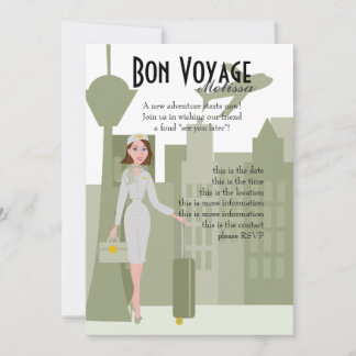Fabulous Flight Attendant Invitation in Green