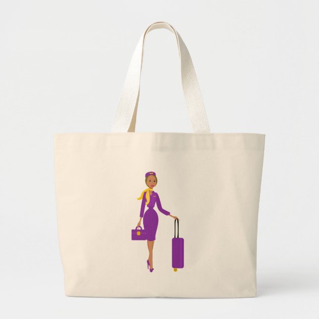Fabulous Flight Attendant Large Tote Bag (Front)